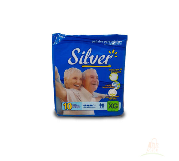 Pañal desechable SILVER para adulto talla XG (10 culeros)